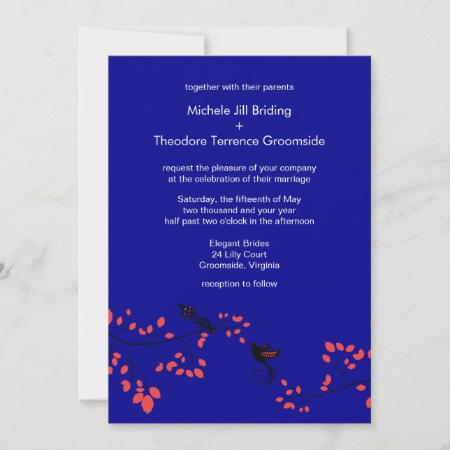 Dark Blue Elegant Spring Weddings Custom Invitatio Invitation (Front)