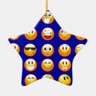 dark blue emojis ceramic ornament