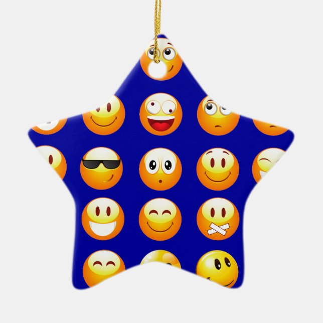 dark blue emojis ceramic ornament (Front)