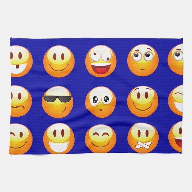 dark blue emojis kitchen towel (Horizontal)