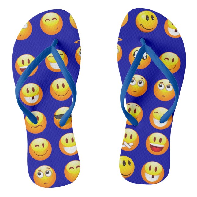 dark blue emojis shoes sandals flip flops (Footbed)