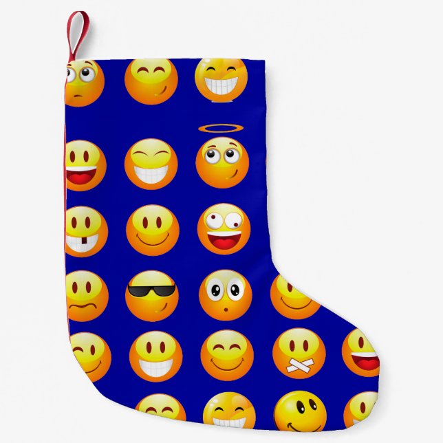 dark blue emojis xmas christmas stocking (Front)
