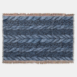 Dark Blue  Faux Chunk Knit   Throw Blanket