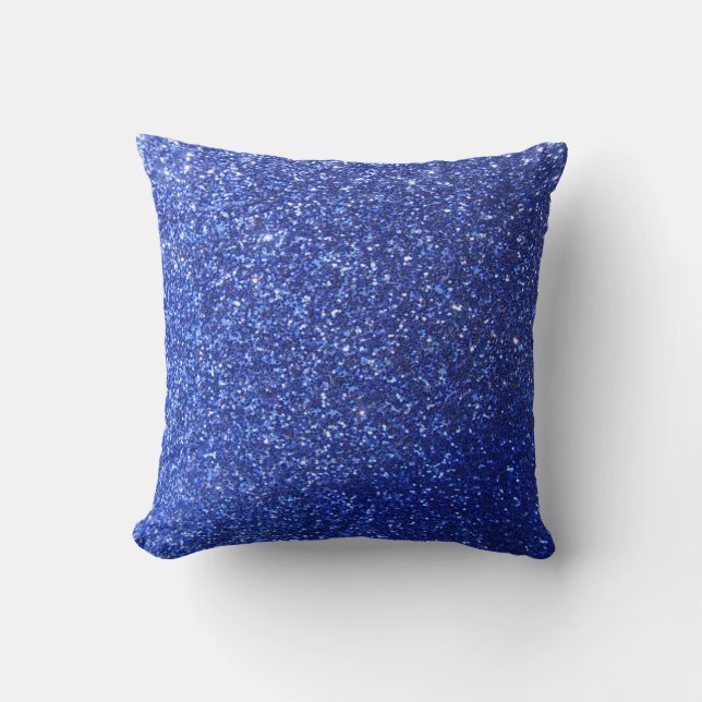 Dark blue faux glitter graphic throw pillow (Front)