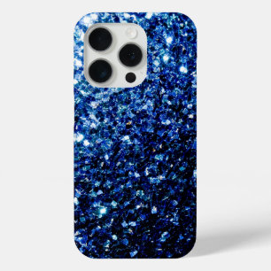 Dark blue faux glitter sparkles iPhone 15 pro case