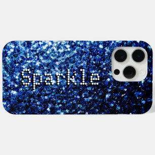 Dark blue faux glitters sparkles Your text iPhone 15 Pro Max Case