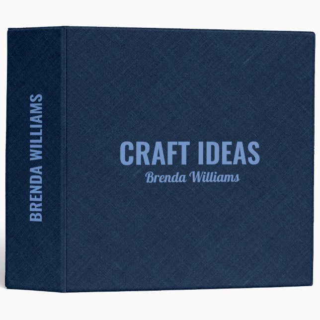 Dark BLUE faux linen texture Binder (Front/Spine)