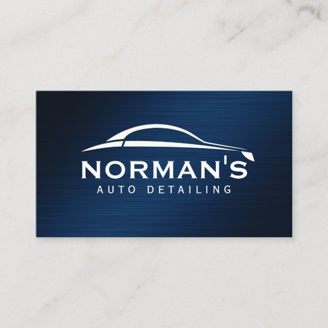 Dark blue faux metallic automotive  business card (Front)