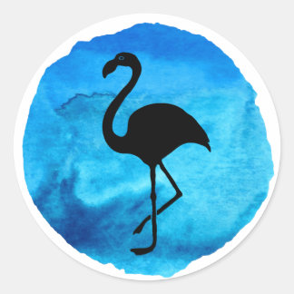 Dark Blue Flamingo Classic Round Sticker