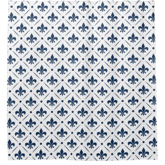 Dark blue Fleur De Lis pattern on white background (Front)
