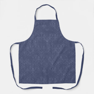 Dark Blue Floral Damask Pattern - Apron