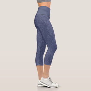 Dark Blue Floral Damask Pattern - Leggings