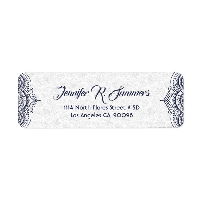 Dark-blue Floral Lace White Damasks (Front)