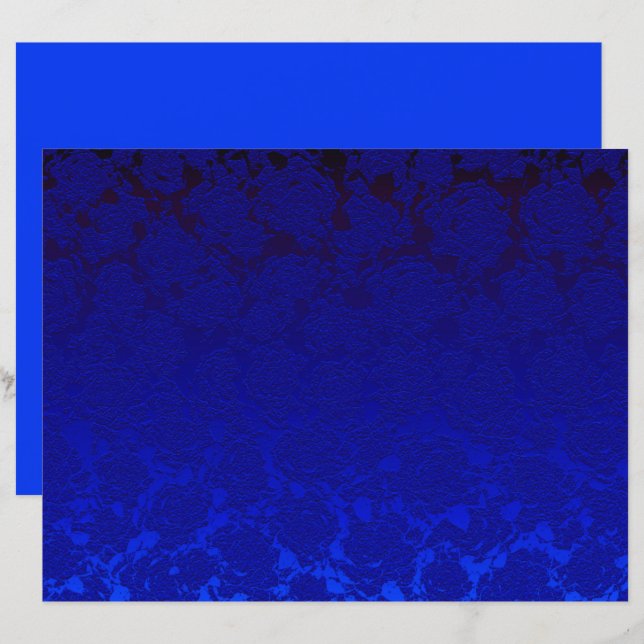 Dark Blue Floral Succulent Pattern Metallic (Front/Back)