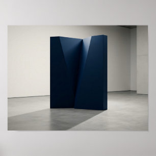 Dark Blue Folded Monolith Minimalist Wall Art