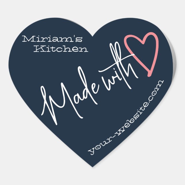 Dark Blue From The Kitchen Made With Love Baking Heart Sticker (Front)