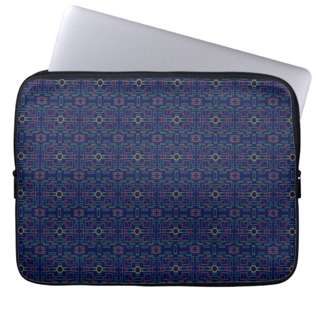 Dark Blue Geometric Electronics Bag (Front)
