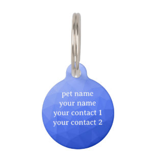 Dark blue geometric mesh pattern Your text Pet Tag