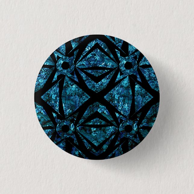 Dark Blue Geometric Night Botanical Forest 1 Inch Round Button (Front)