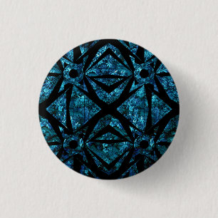 Dark Blue Geometric Night Botanical Forest 1 Inch Round Button