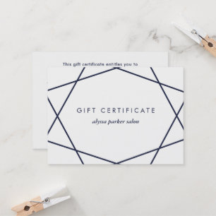 Dark Blue Geometric on White   Gift Certificate