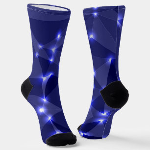 Dark blue geometric-patterned socks with black