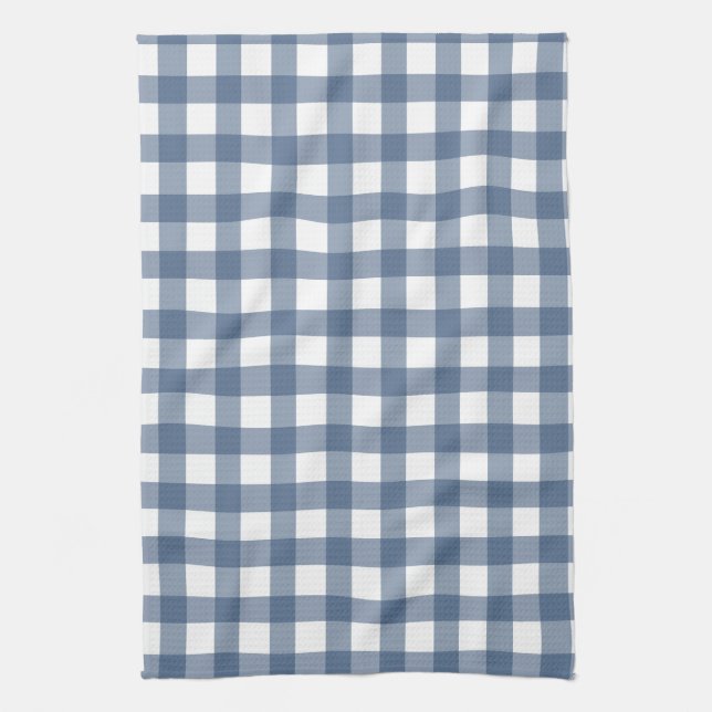 Dark Blue Gingham Kitchen Towel (Vertical)