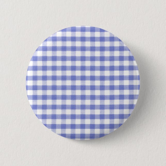 Dark blue gingham pattern 2 inch round button (Front)