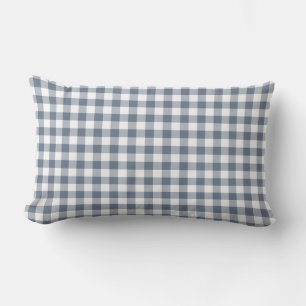 Dark Blue Gingham Pattern Chequered Lumbar Pillow