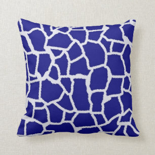 Dark Blue Giraffe Animal Print Throw Pillow