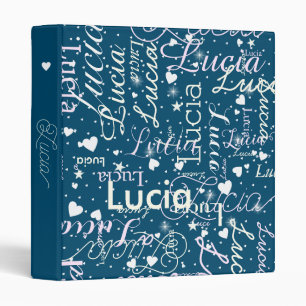 Dark-Blue Girly Binder with Hearts and Stars