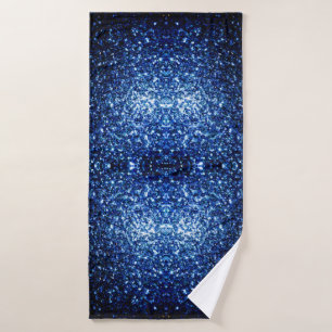 Dark Blue glitter sparkles Bath Towel