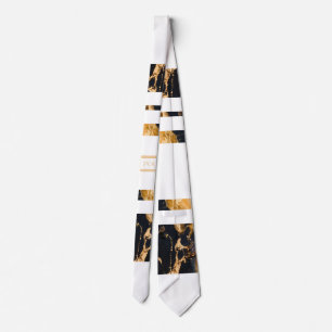Dark Blue Gold Abstract Monogram Tie