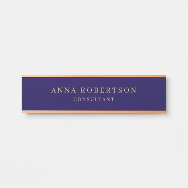Dark Blue & Gold Colours Professional Minimalist Door Sign (Front)