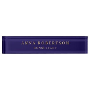 Dark Blue & Gold Colours Professional Minimalist Nameplate