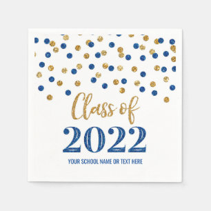 Dark Blue Gold Confetti Class of 2022 Napkin