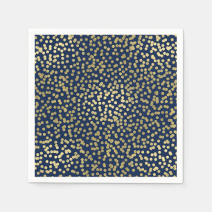Dark Blue & Gold Dots Confetti Elegant Glam Napkin