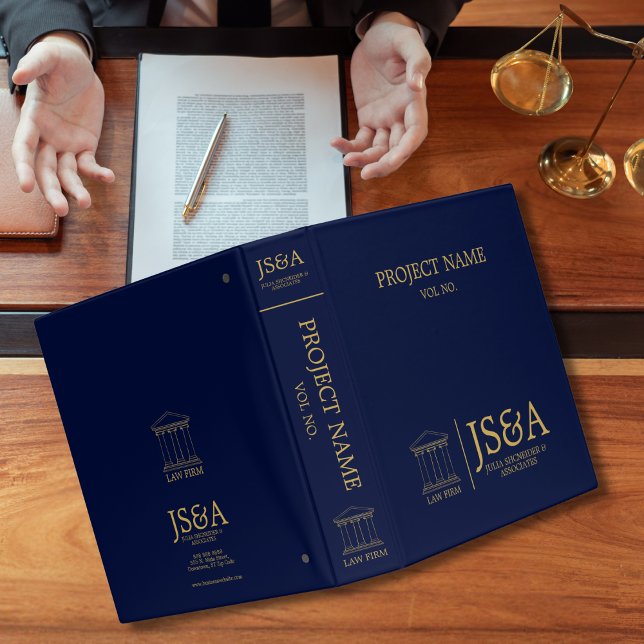 Dark Blue Gold Justice Columns Law Firm Binder (Creator Uploaded)