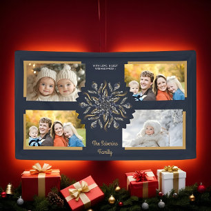 Dark Blue & Gold Midnight Sparkle Stars New Year Banner