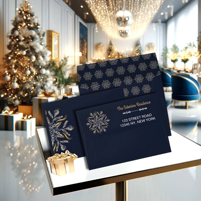 Dark Blue & Gold Midnight Sparkle Stars New Year  Envelope (Creator Uploaded)
