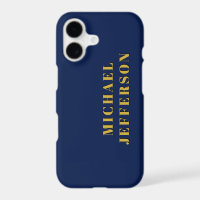 Dark Blue & Gold Minimalist Plain Modern Own Name