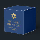 Dark Blue Gold Personalized Bar Mitzvah Favor Box<br><div class="desc">Elegant modern blue and gold classic bar mitzvah "thank you" personalized square favour box with custom name,  date and Star of David.</div>