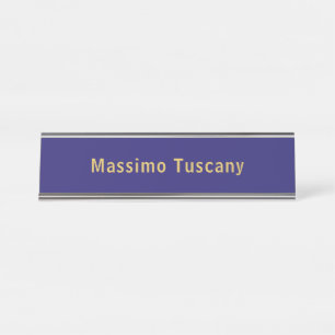Dark Blue & Gold Professional Trendy Minimalist Desk Name Plate