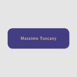 Dark Blue & Gold Professional Trendy Minimalist Name Tag