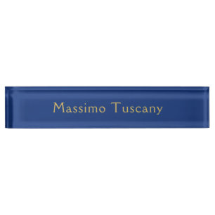 Dark Blue & Gold Professional Trendy Minimalist Nameplate