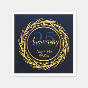 Dark Blue Gold Royal Anniversary Luxury design Napkin