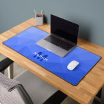 Dark blue Gradient Geometric Mesh Pattern monogram Desk Mat<br><div class="desc">Monogram Personalize with your custom initial and name. Unique cool desk mat for his office,  room,  work,  man cave,  gaming room.. 
Blue Gradient Geometric Mesh Pattern. Subtle modern design Elegant and cool Triangle geometric mesh gradient.</div>