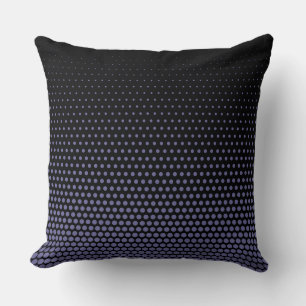 Dark blue-gray Techno Dots Modern Black Throw Pillow