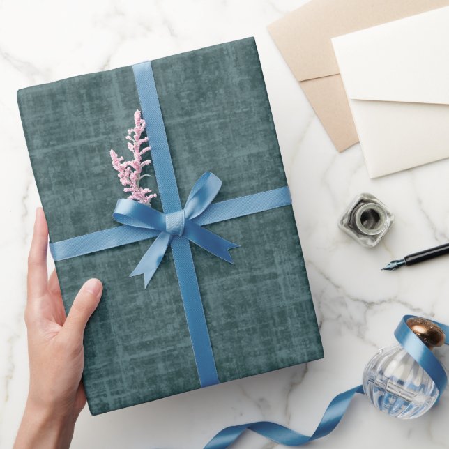 Dark Blue Green Linen Wrapping Paper (Gifting)