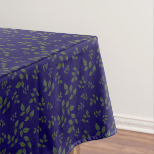Dark blue green  pattern leaves  elegant stylish tablecloth